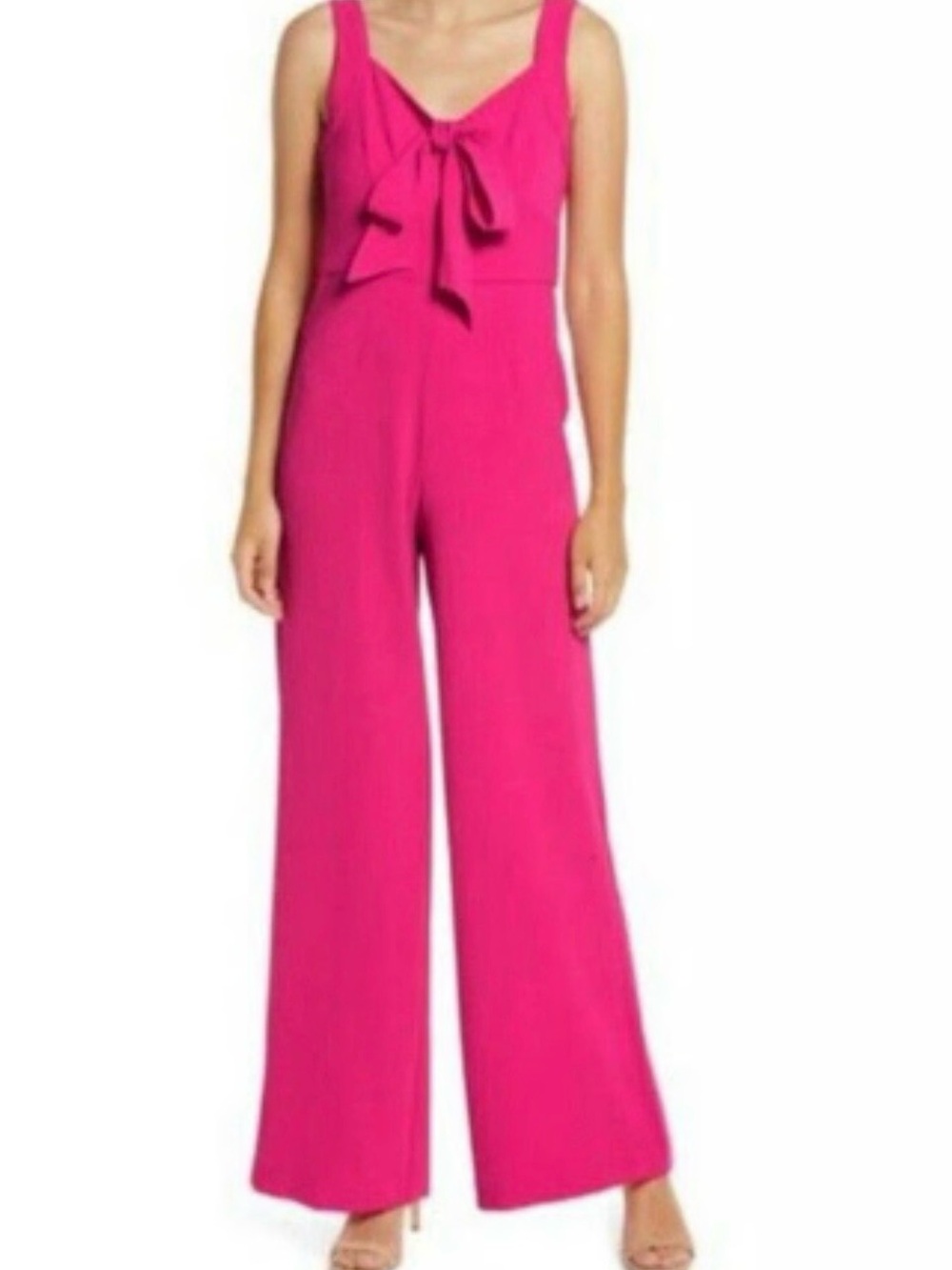 julia jordan Fuchsia Sleeveless Wide-Leg Jumpsuit with Front Bow